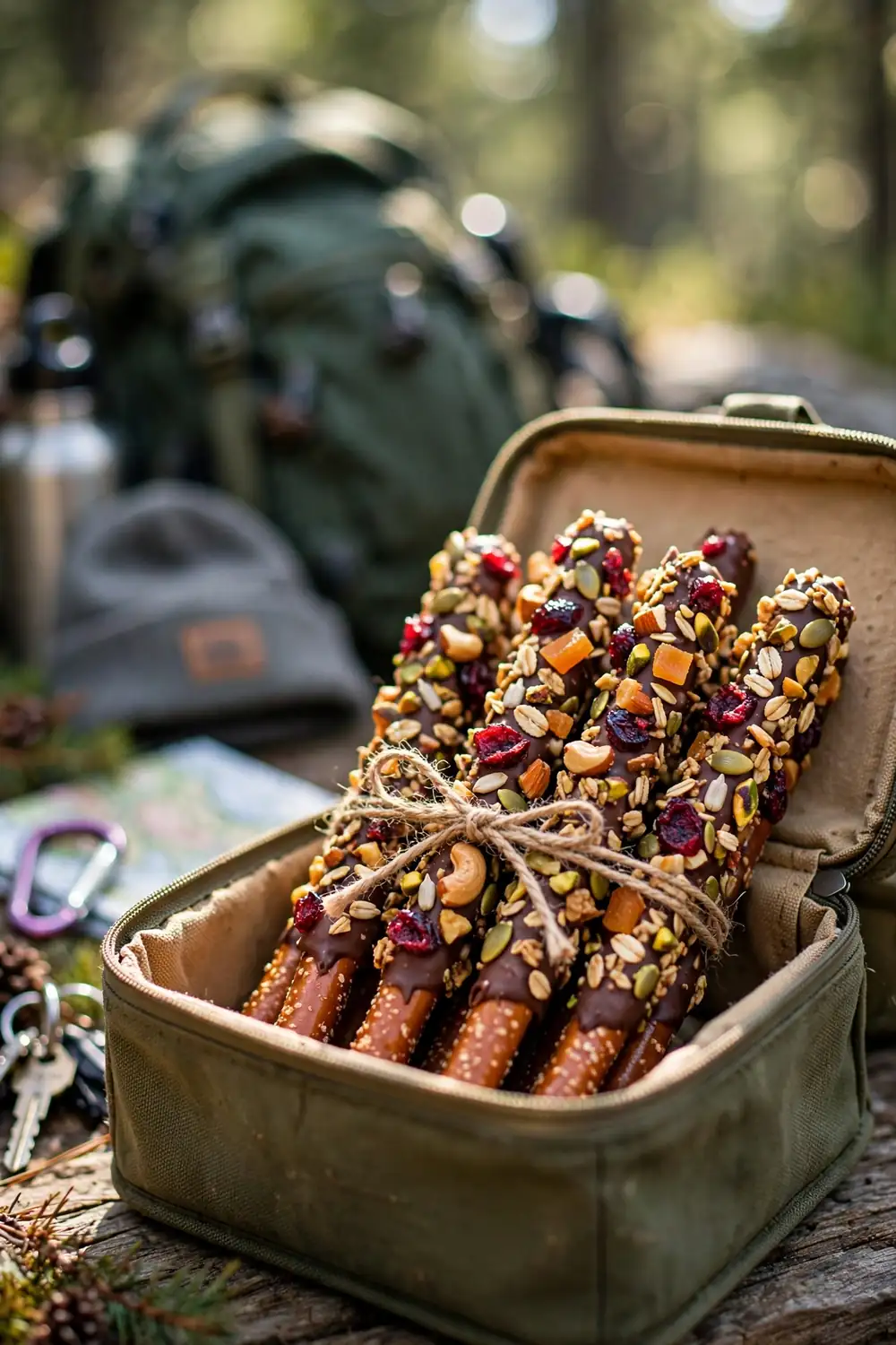 Trail mix crunch pretzel rods