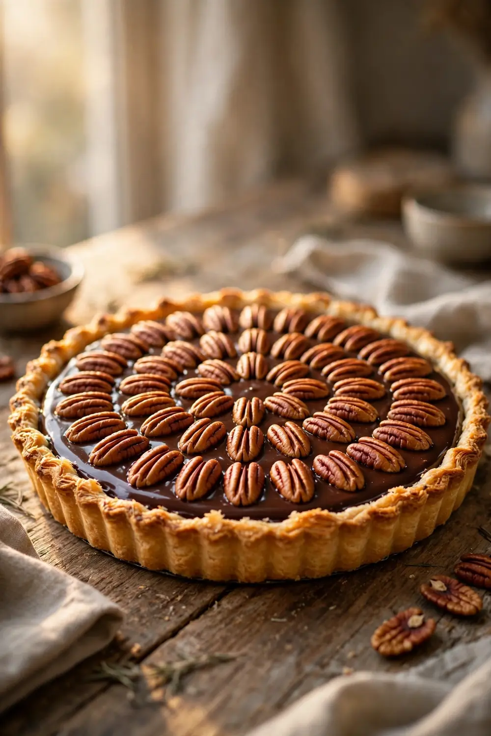 Chocolate pecan tart