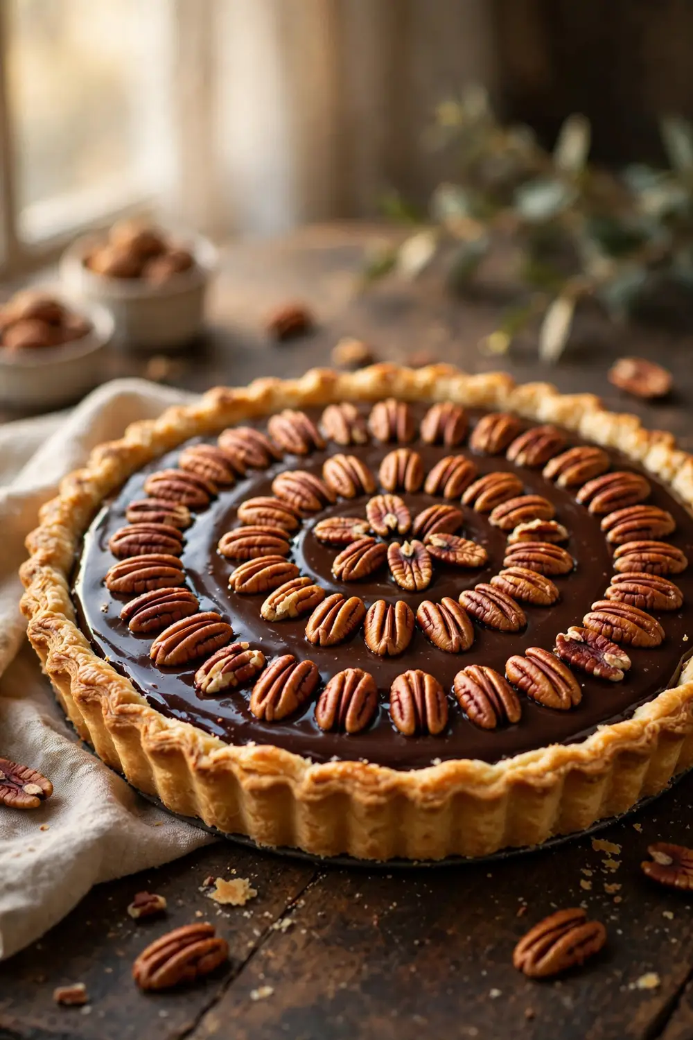 Chocolate pecan tart