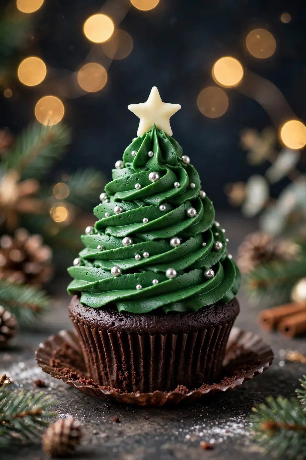 Christmas tree cupcakes