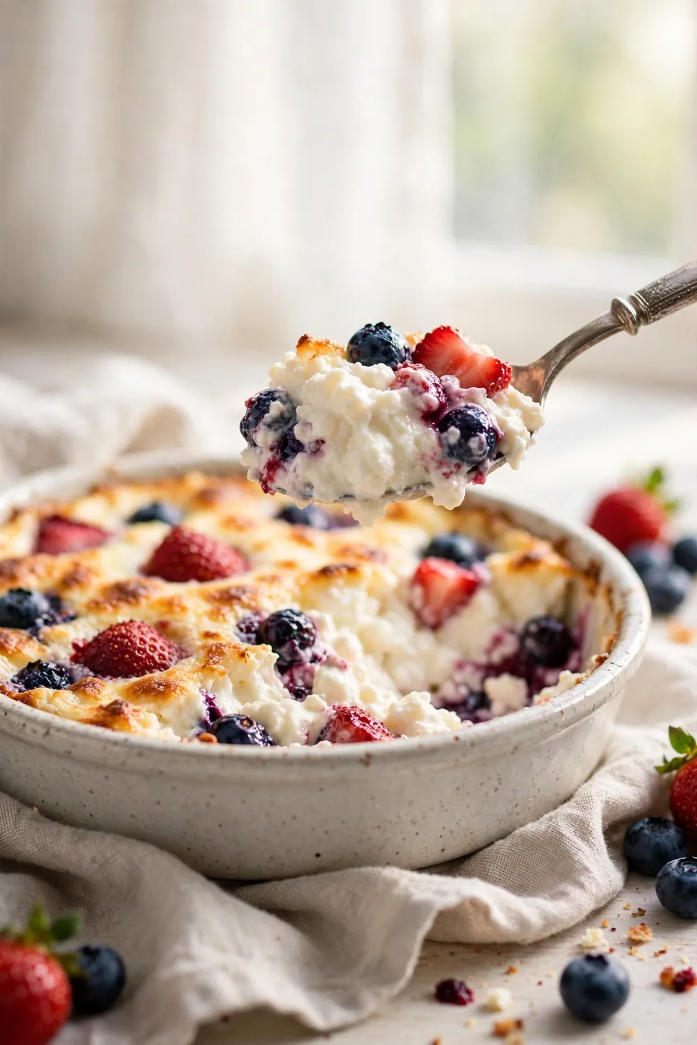 Cottage cheese berry bake