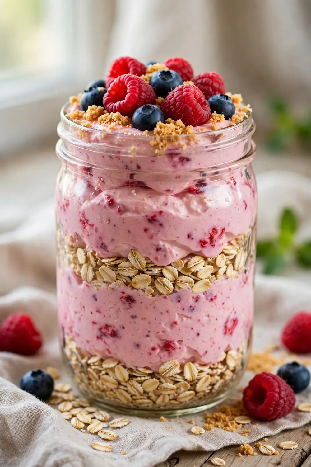 Cottage cheese mousse overnight oats