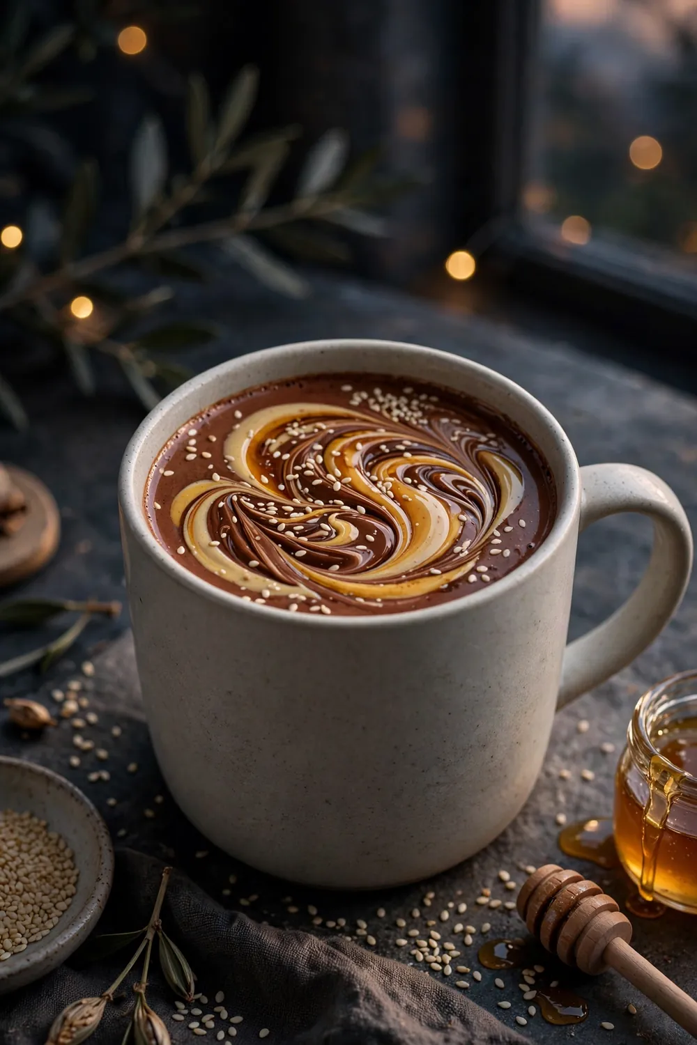 Tahini honey hot cocoa