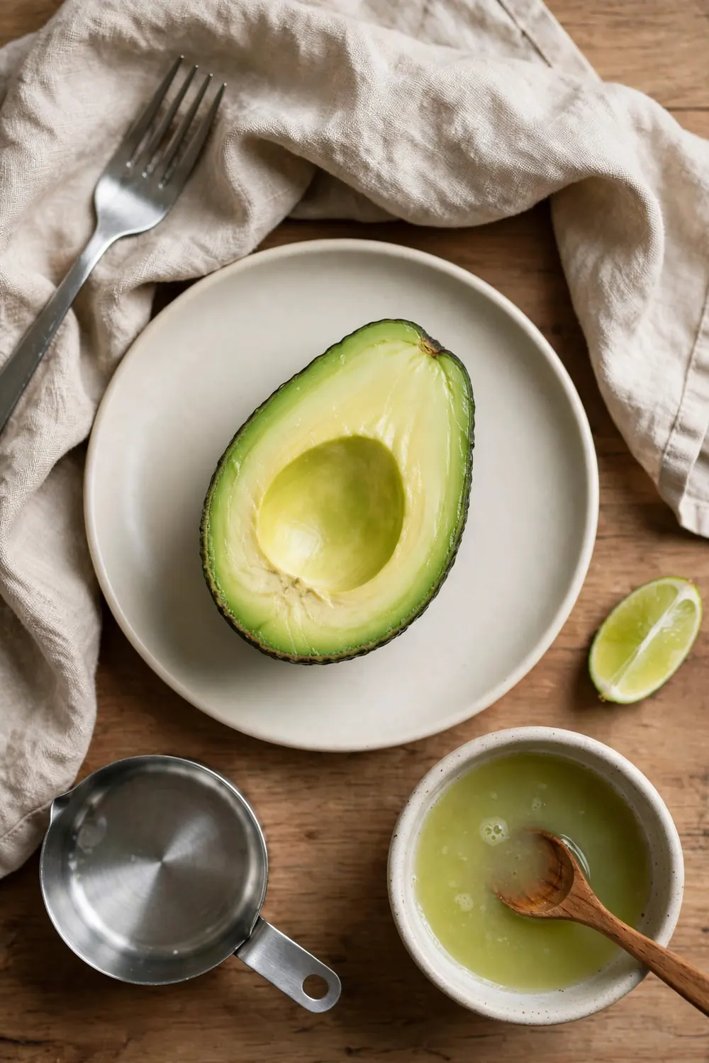 Fresh halved avocado with bright green flesh on a plate
Fresh avocado shows bright green flesh, and the cut surface looks smooth and glossy. The flesh feels soft but firm, and the color stays even. Fresh avocado looks inviting, and the flavor stays mild.
