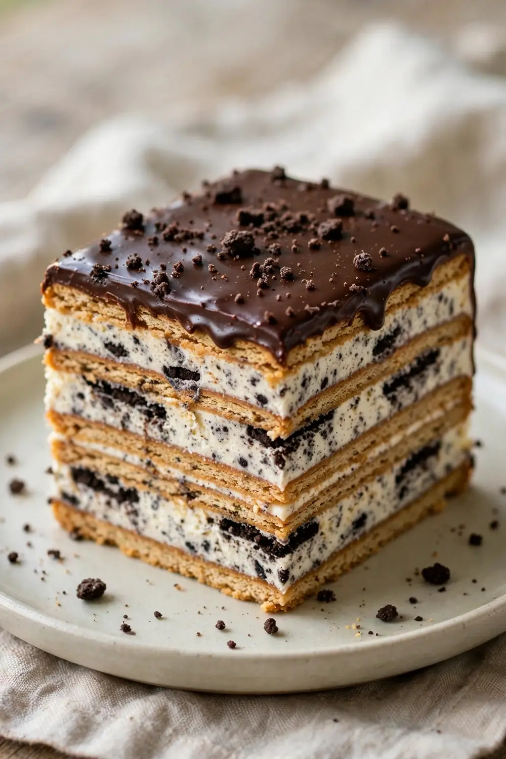 Cookies and cream eclair dessert slice