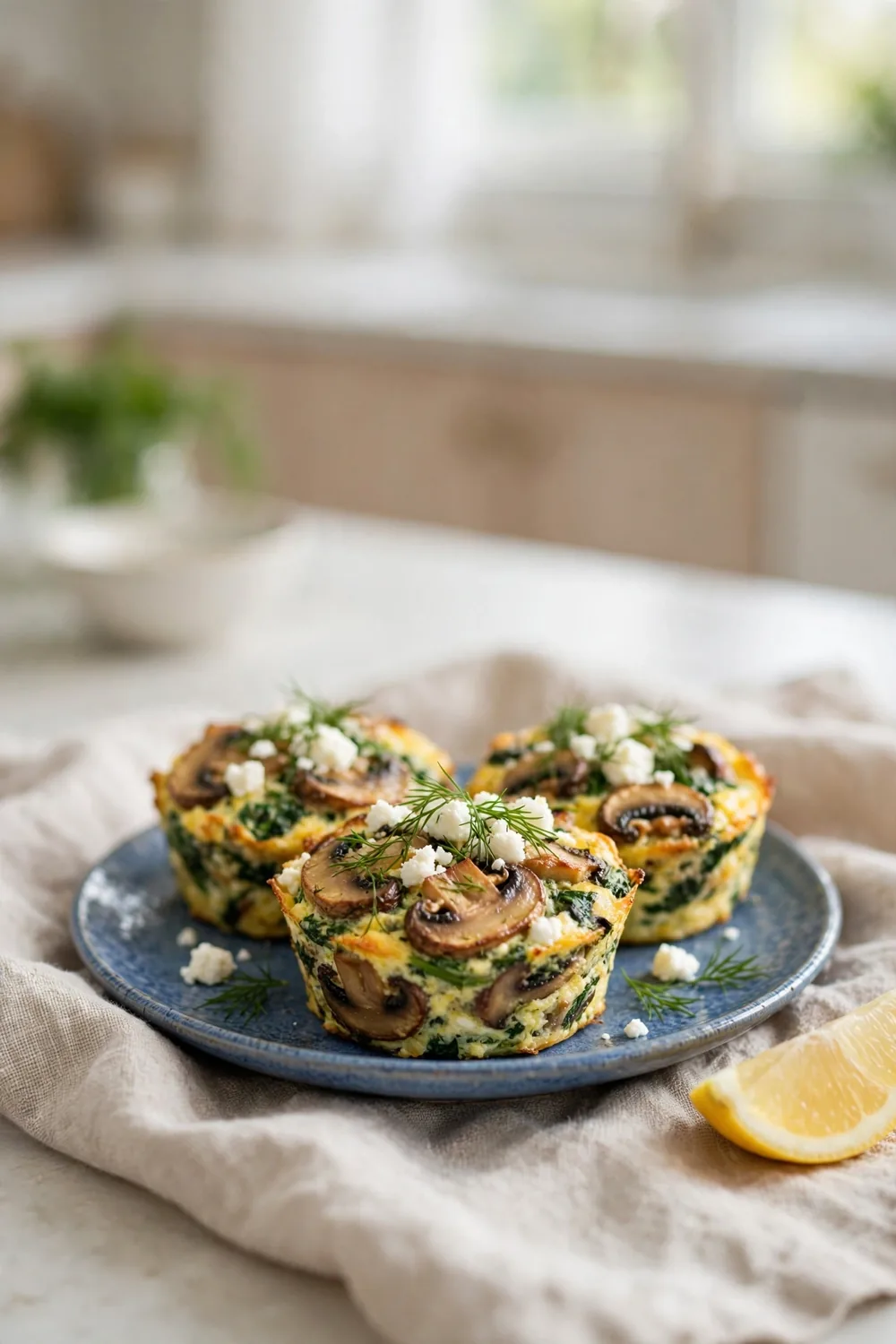 Feta Herb Bites with spinach and mushrooms