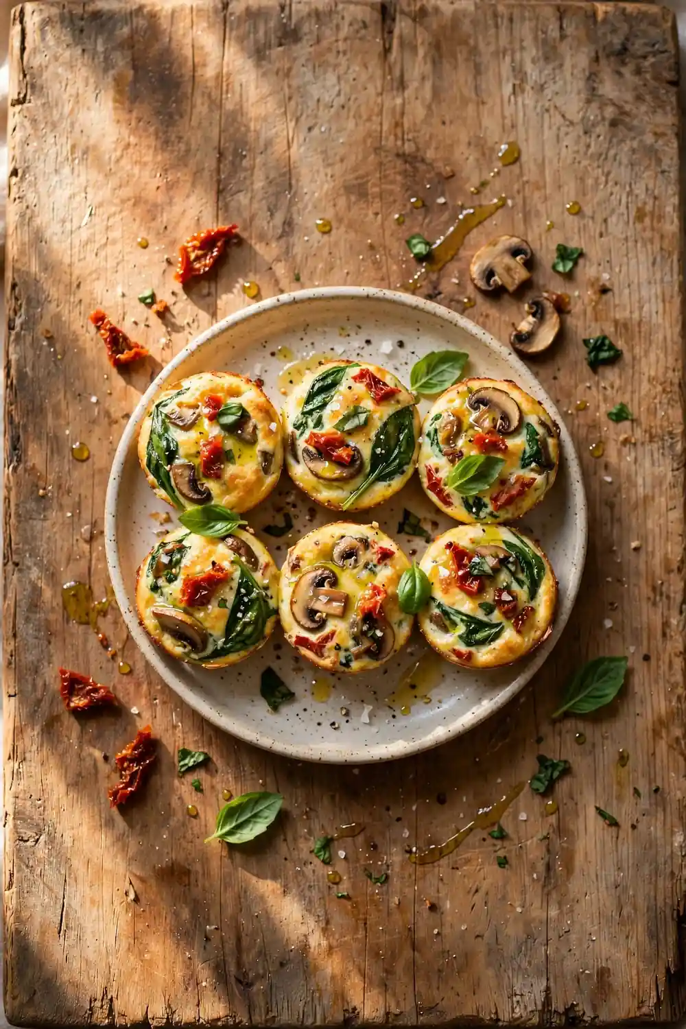 Sun Dried Tomato Bites with spinach and mushrooms
