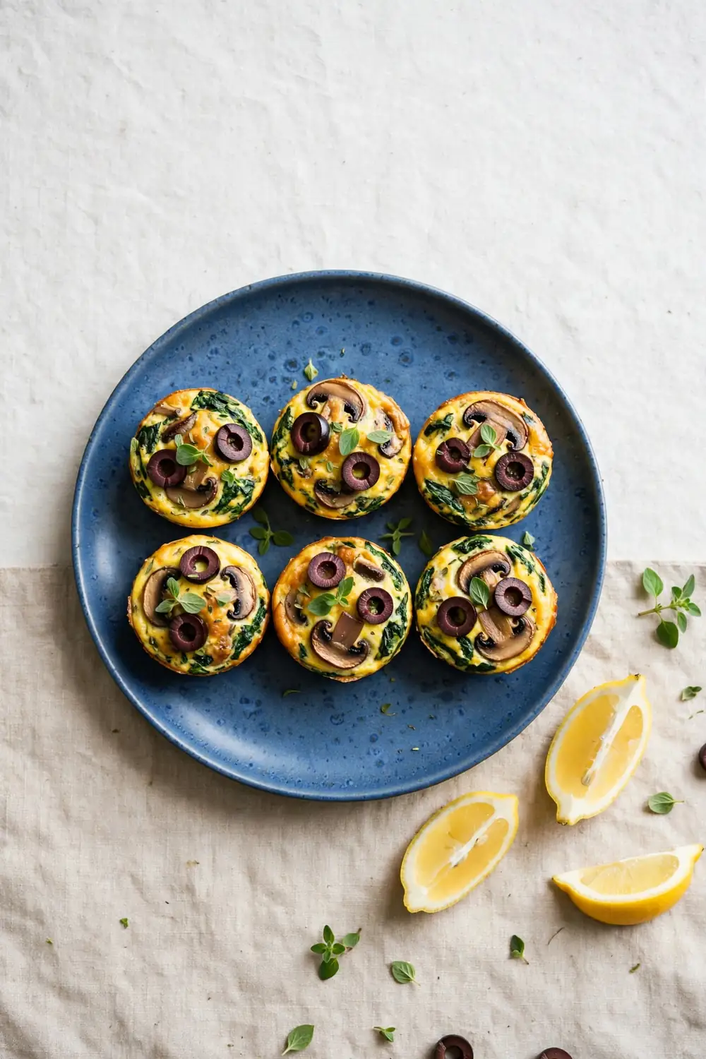 Mediterranean Olive Bites with spinach and mushrooms
