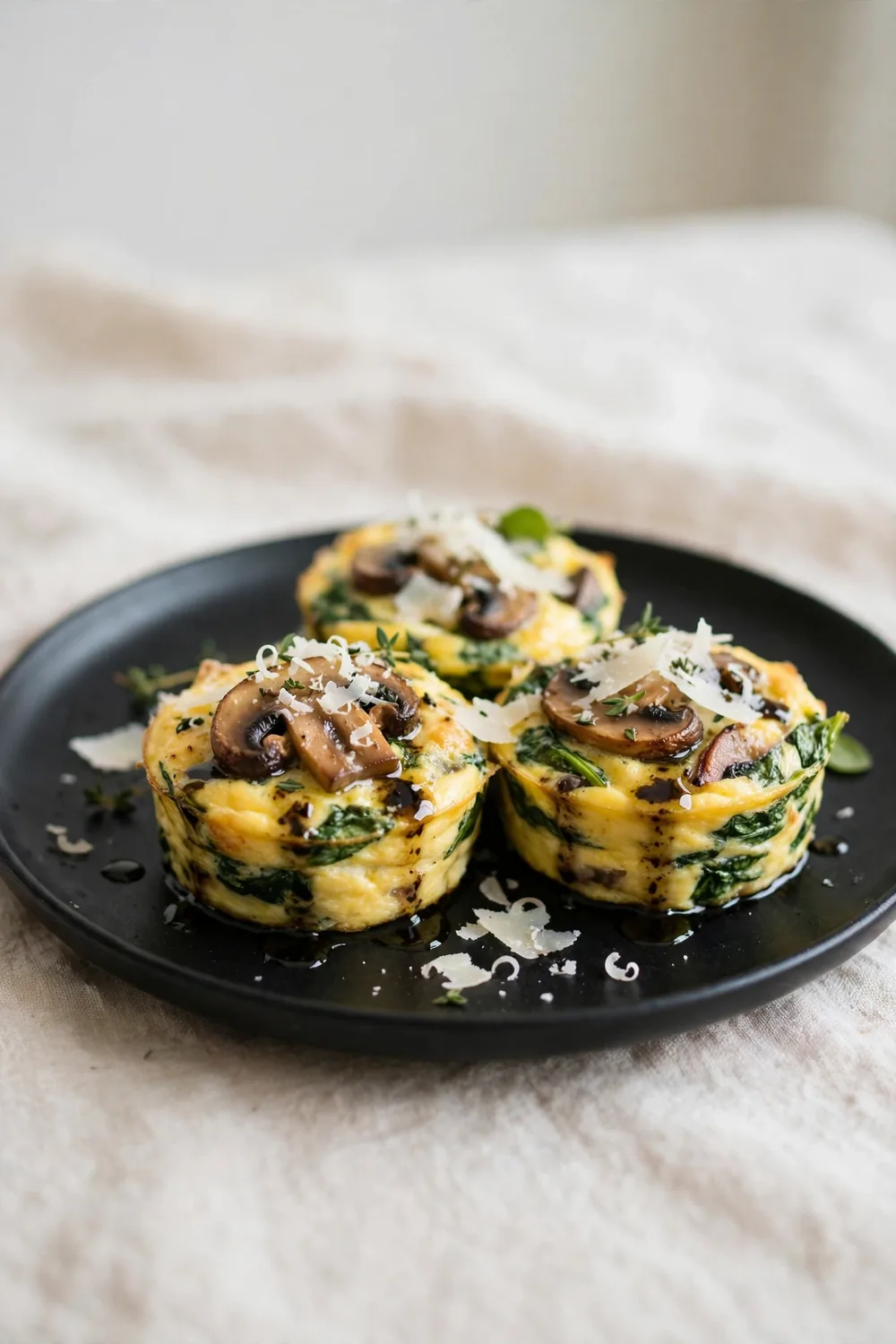 Truffle Mushroom Bites with spinach and mushrooms