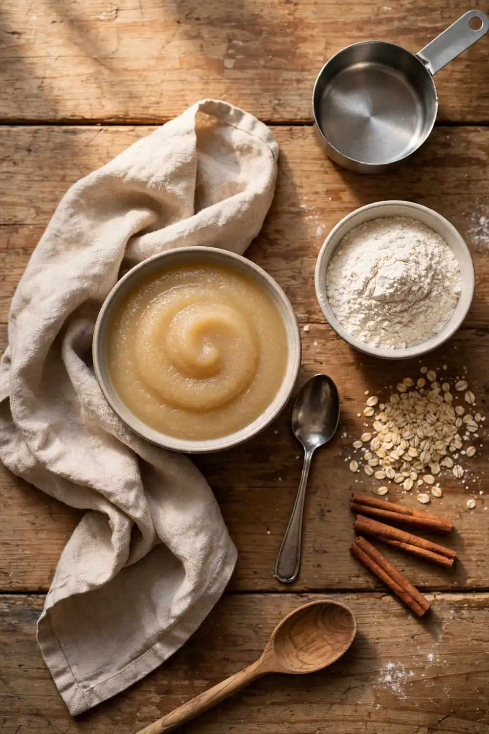 Unsweetened applesauce in a small bowl
