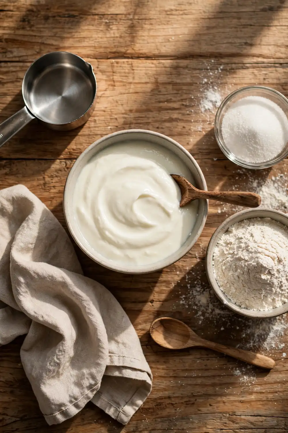 Plain yogurt in a small bowl
