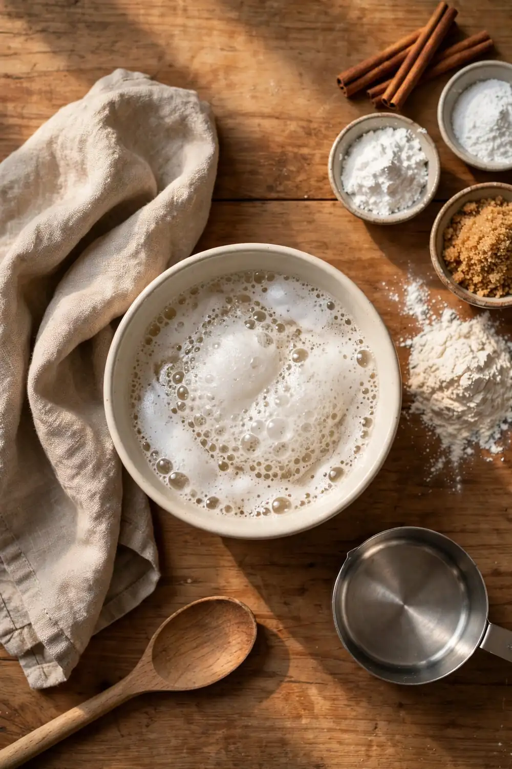 Vinegar and baking soda fizzing in a bowl