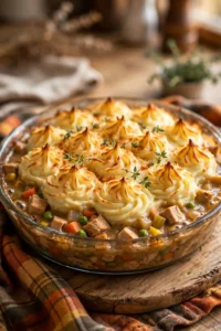 Turkey shepherd's pie with golden mashed potato topping