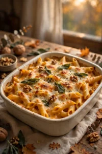 Baked butternut alfredo pasta with sage