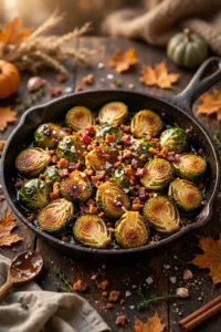 Maple bacon Brussels sprouts bake caramelized