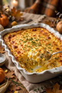 Creamed corn casserole golden and bubbly