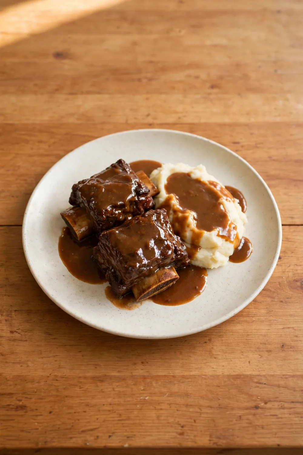 Cider braised short ribs with mashed potatoes