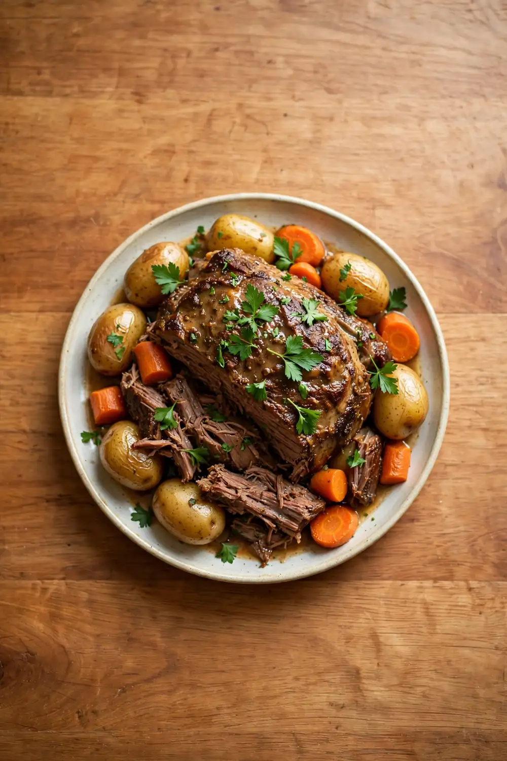 Slow cooker pot roast with potatoes and carrots