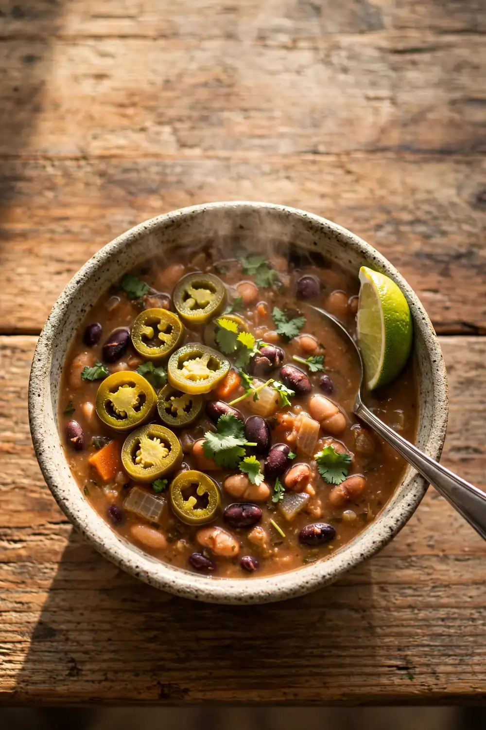 Soup bowl finished with jalapeno coins