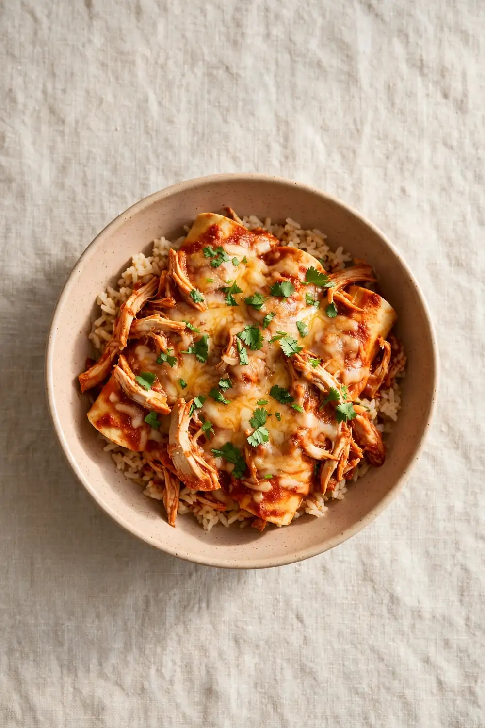 Chicken enchilada bowls, one of 24 quick school night dinners kids will love