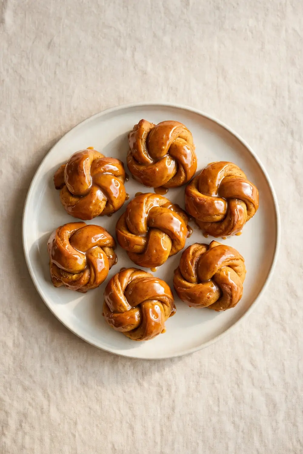 Pumpkin spice knots with maple glaze, fall soup breads