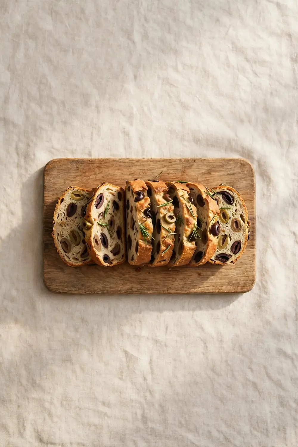 Rosemary olive loaf slices, Mediterranean soup breads