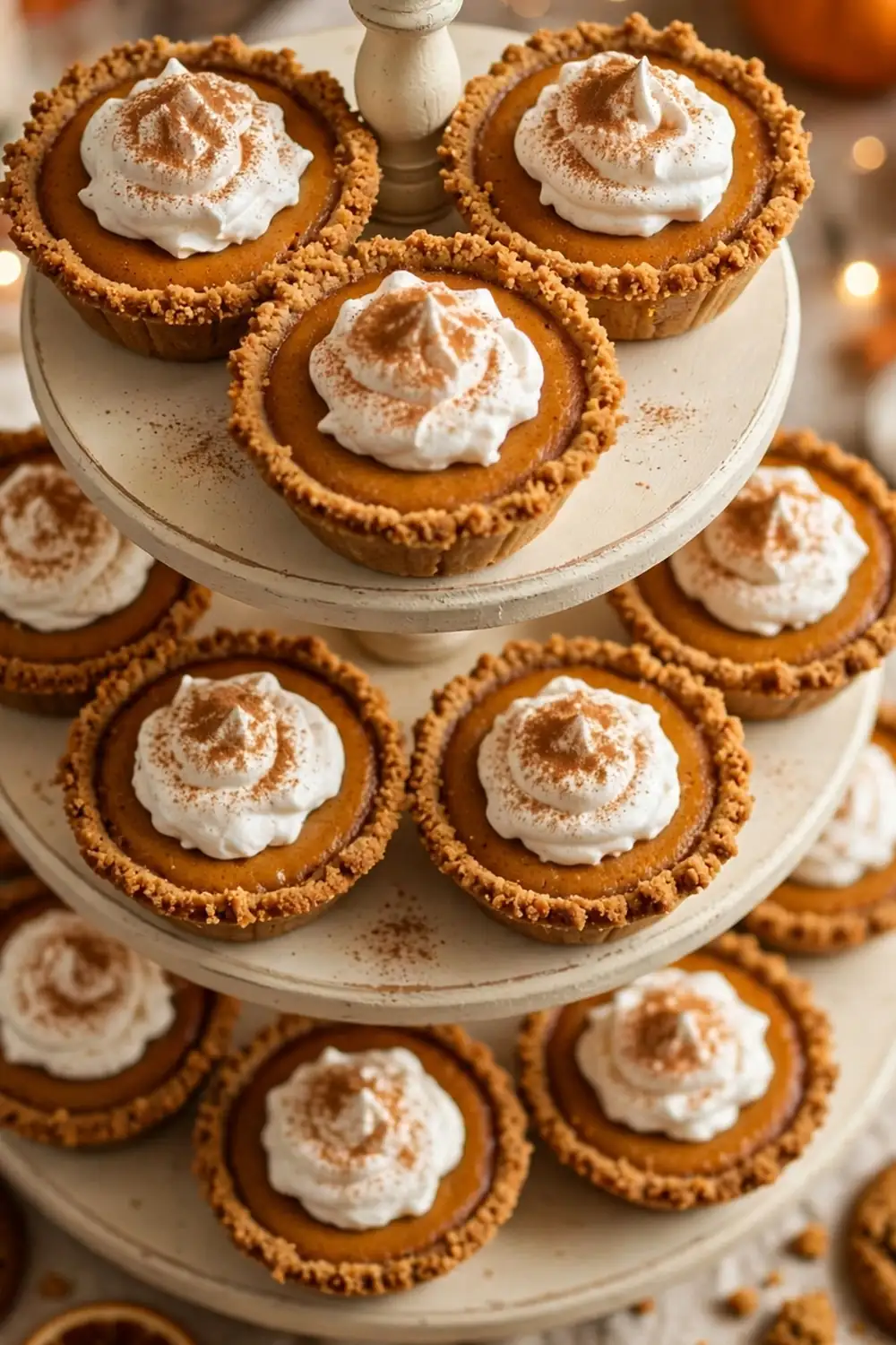 Mini pumpkin pies with whipped cream