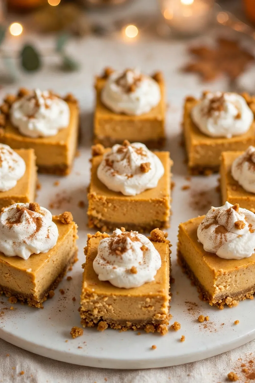 Pumpkin cheesecake bites with gingersnap crust