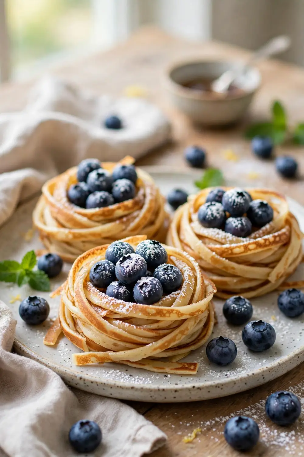 Fruit pancake spaghetti