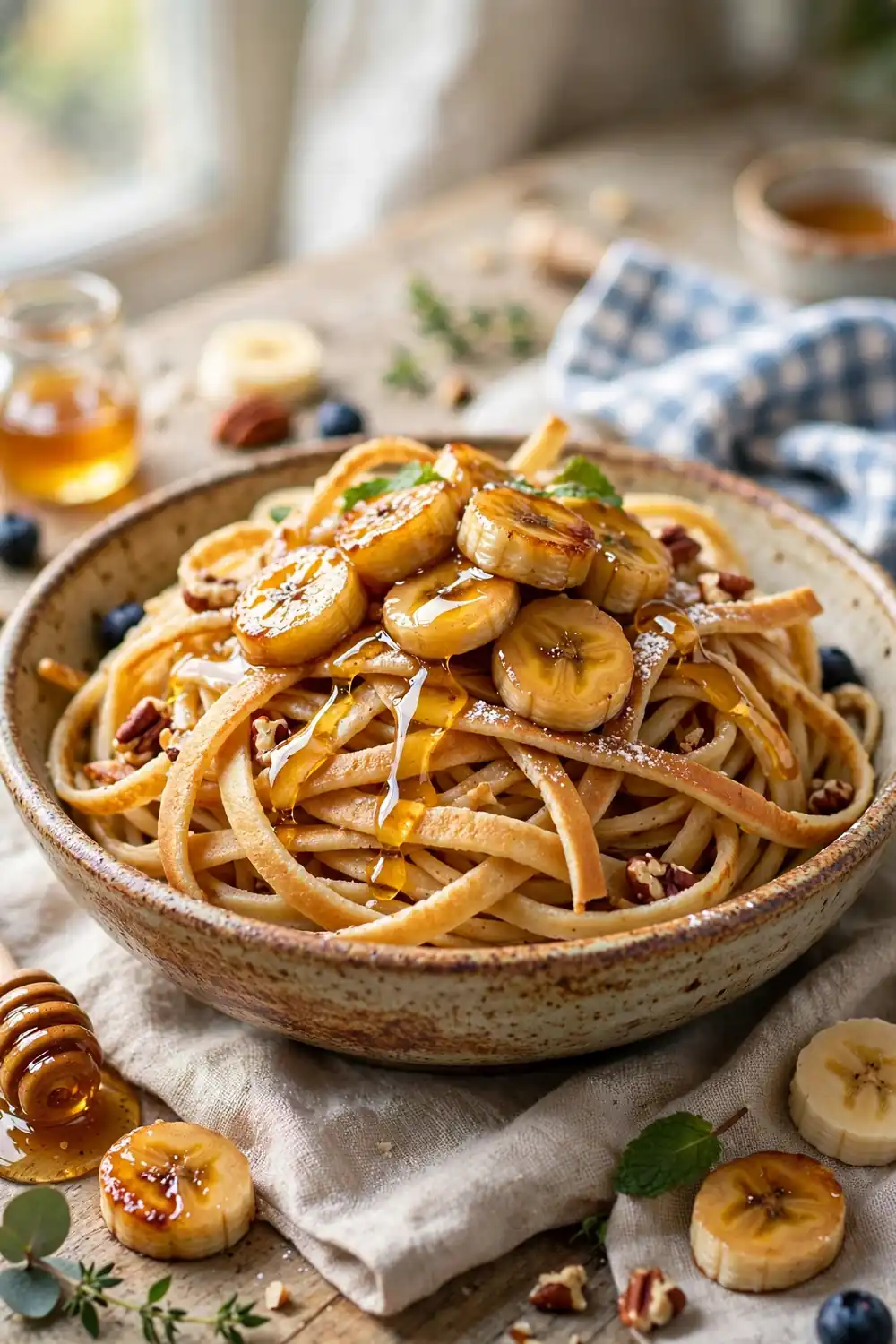 Fruit pancake spaghetti