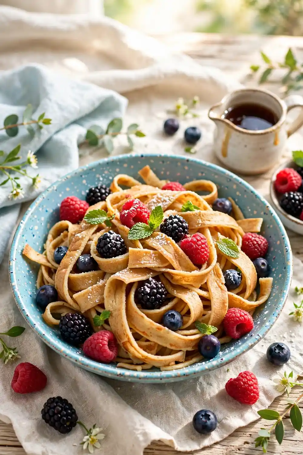 Fruit pancake spaghetti