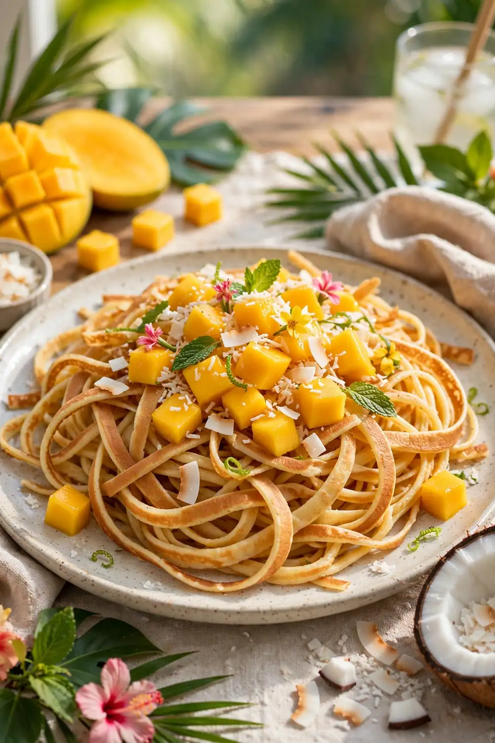 Fruit pancake spaghetti