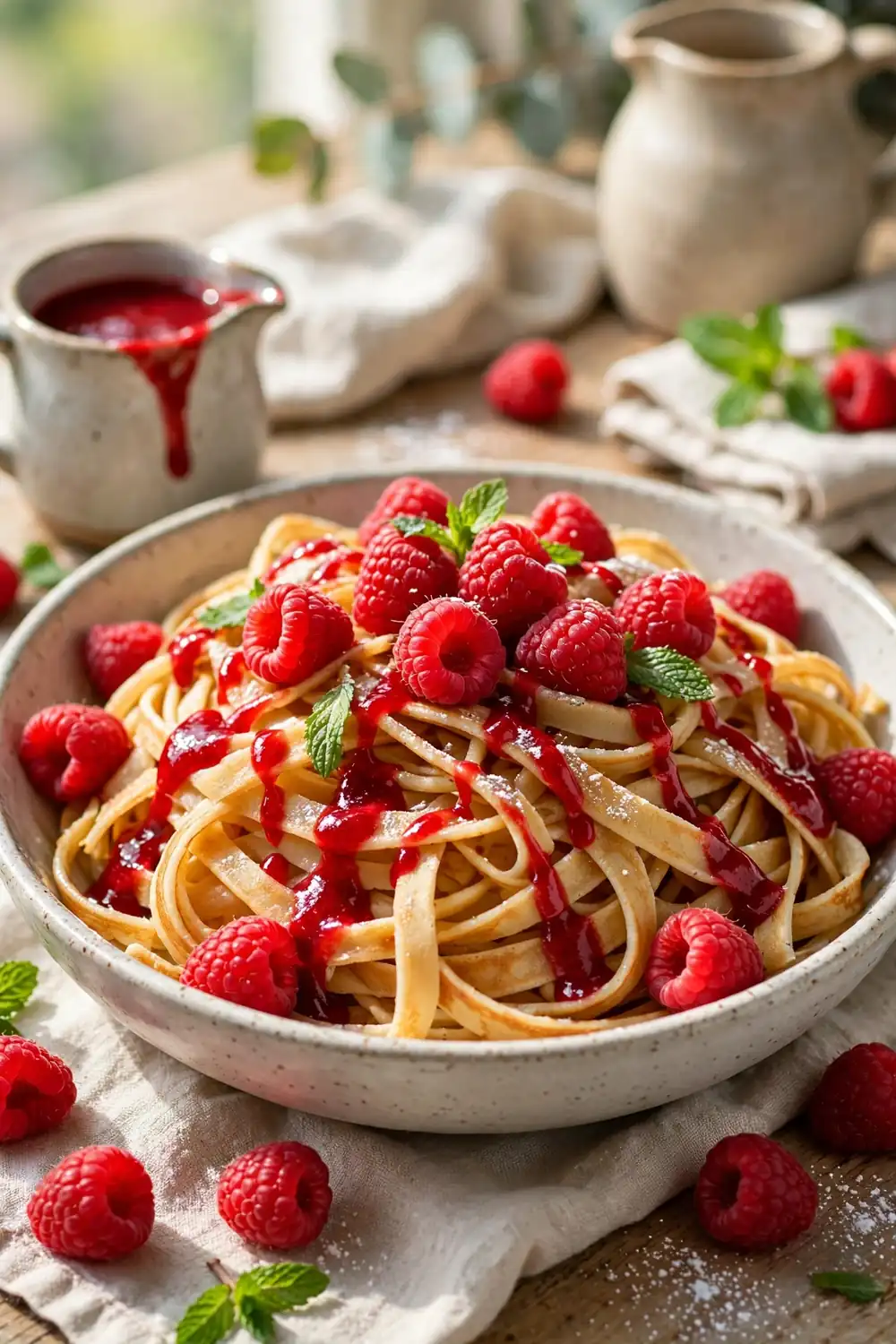 Fruit pancake spaghetti