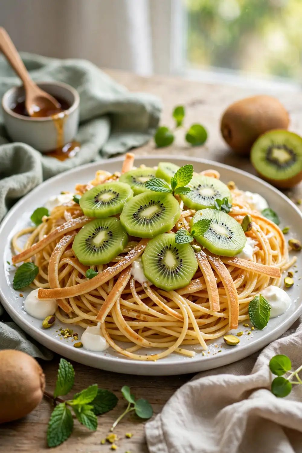 Fruit pancake spaghetti