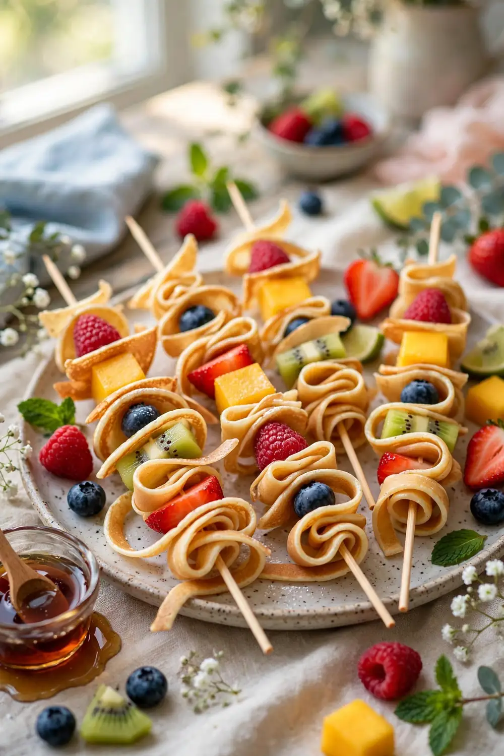 Fruit pancake spaghetti