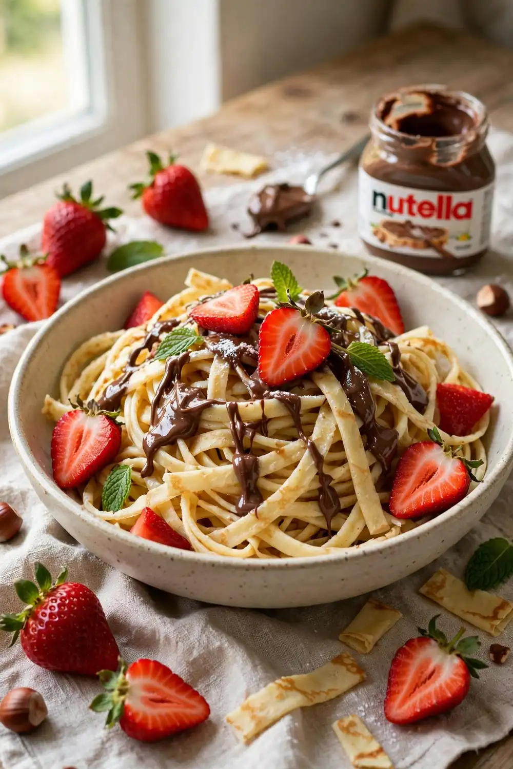 Fruit pancake spaghetti