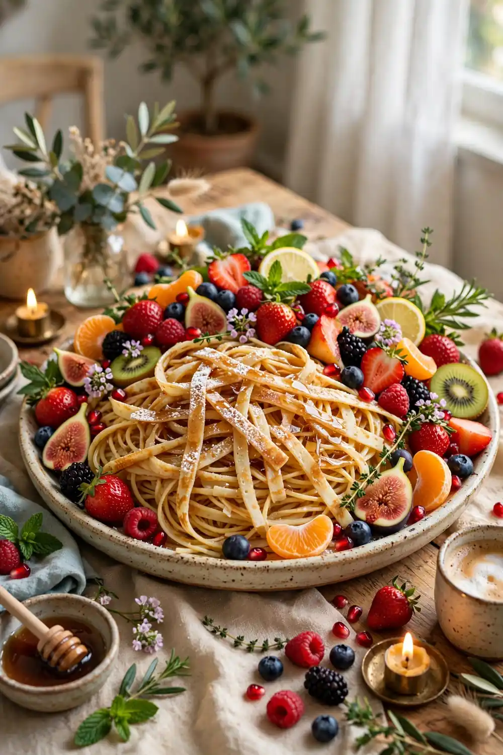 Fruit pancake spaghetti