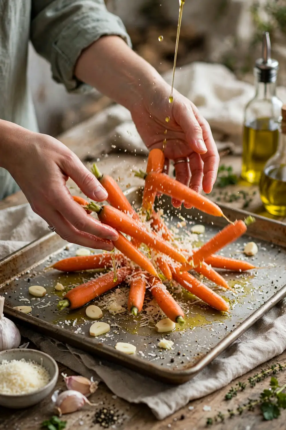 Garlic parmesan roasted carrots