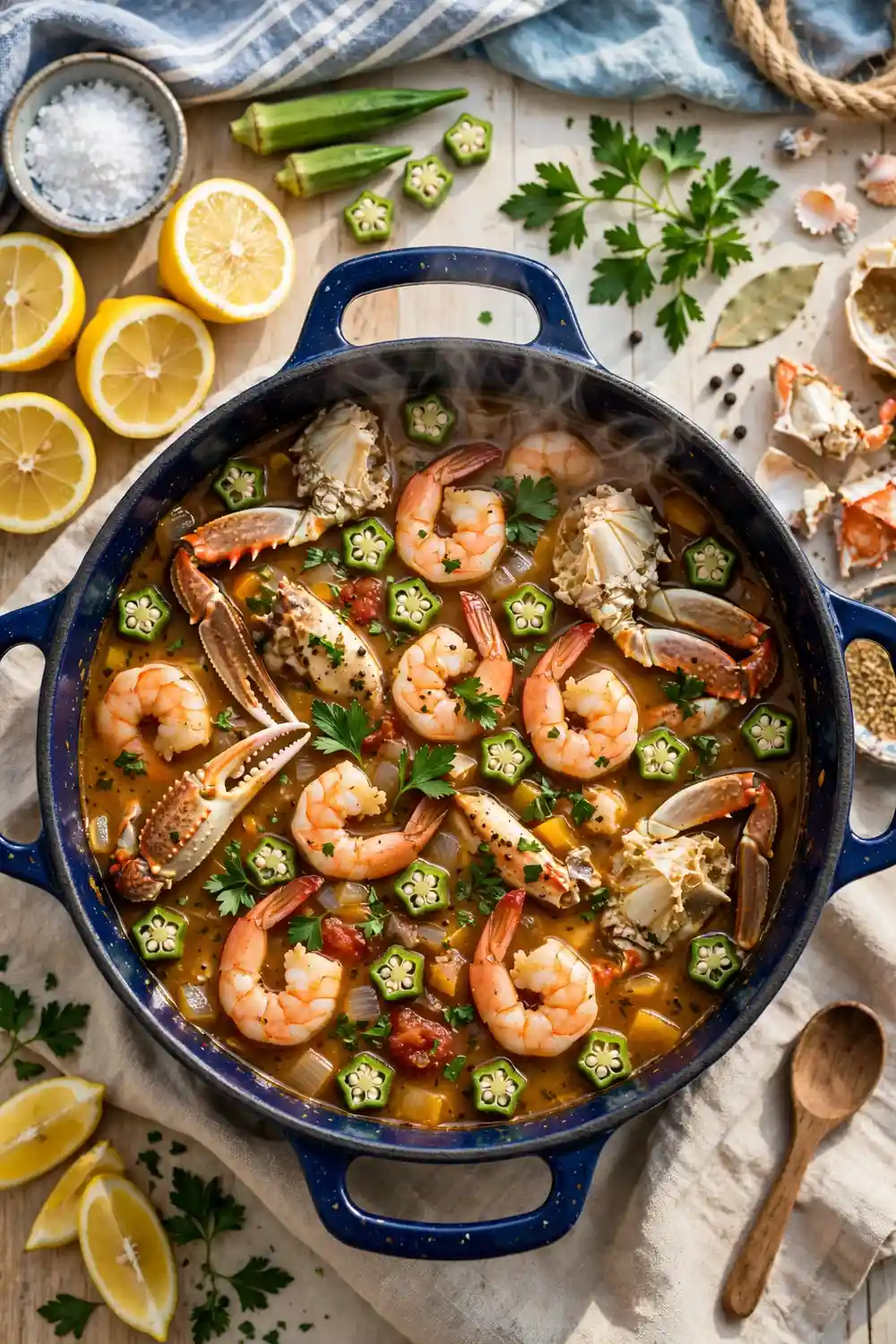 Seafood Southern stew pot with shrimp and crab
