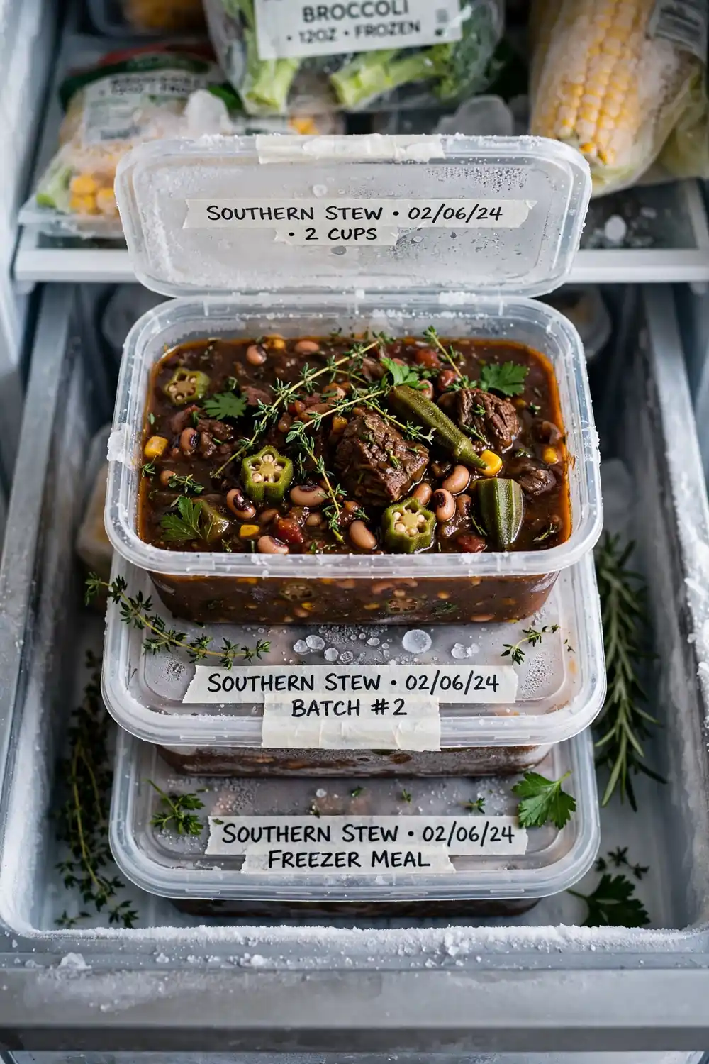Freezer friendly Southern stew portions