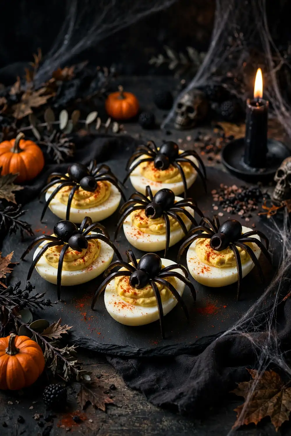 Spider Deviled Eggs