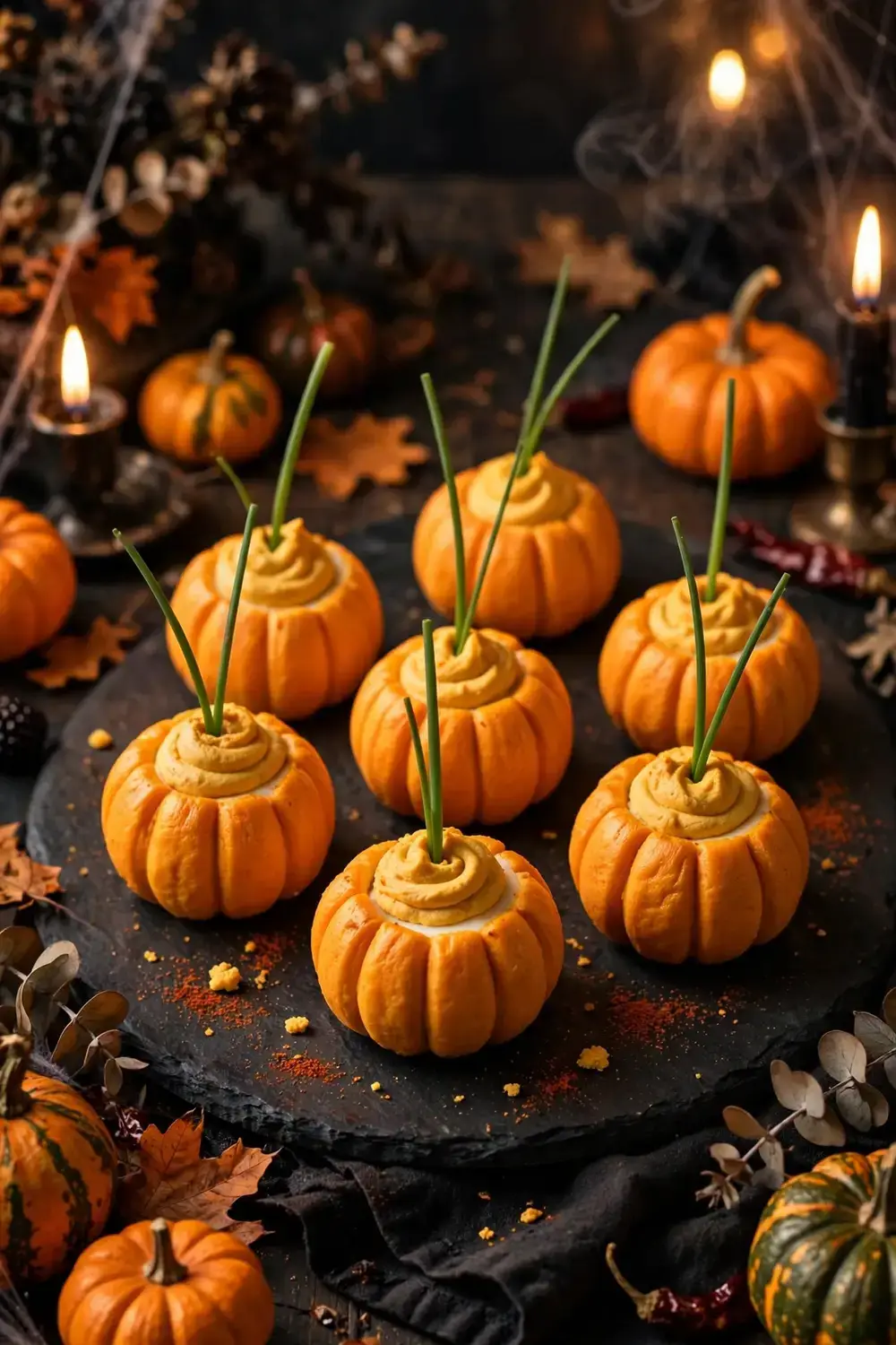Haunted Deviled Pumpkins