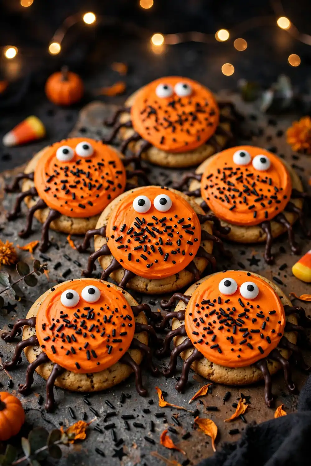 Spider cookies with sprinkle belly dots