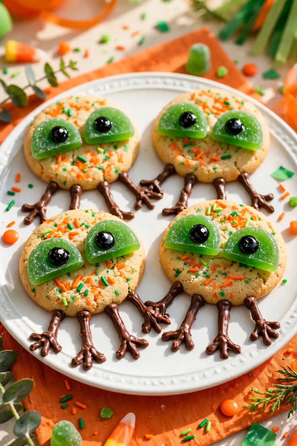Spider cookies with gumdrop eyes