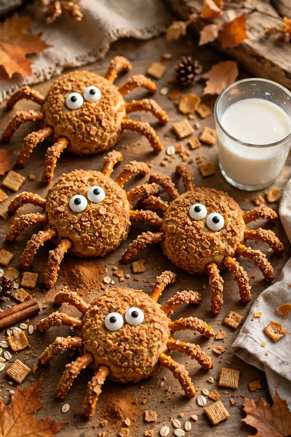 Spider cookies with churro crunch legs
