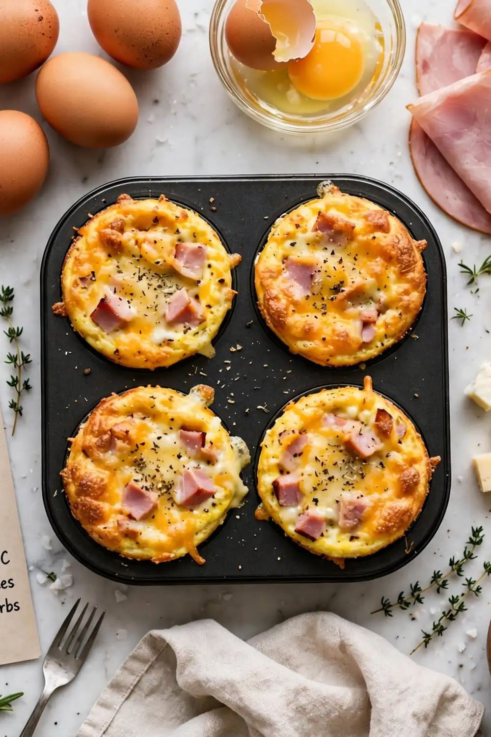 Ham and cheese egg cups