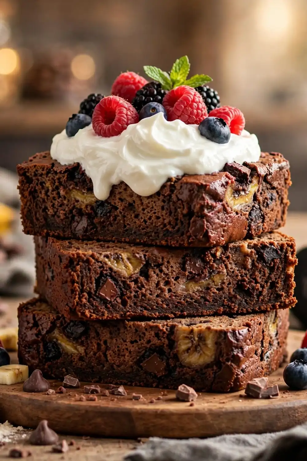 High protein chocolate banana bread