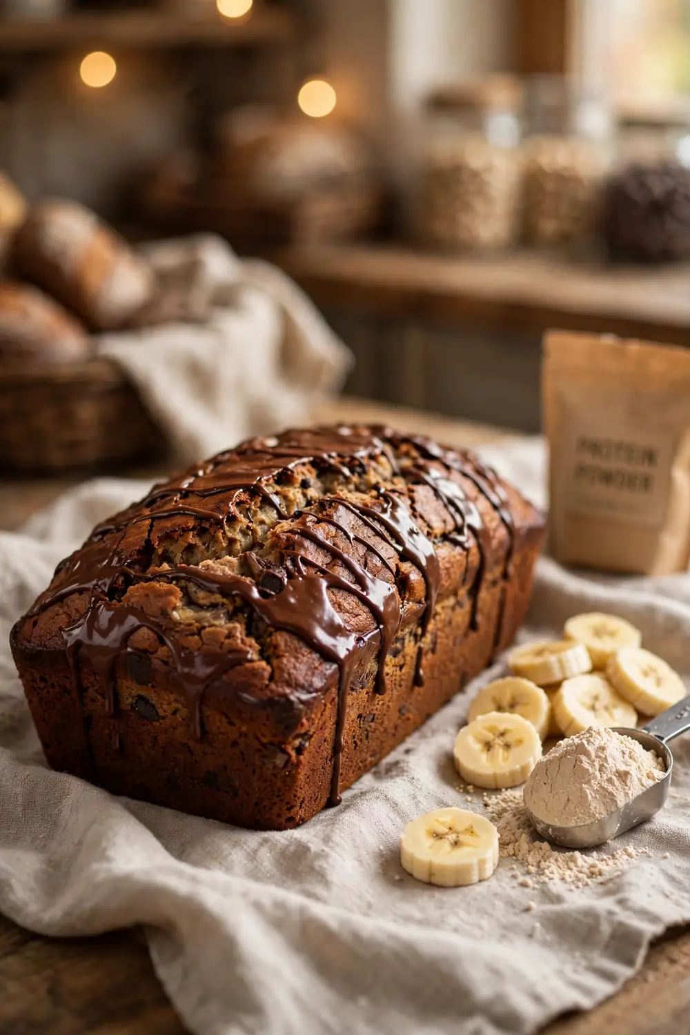 High protein chocolate banana bread
