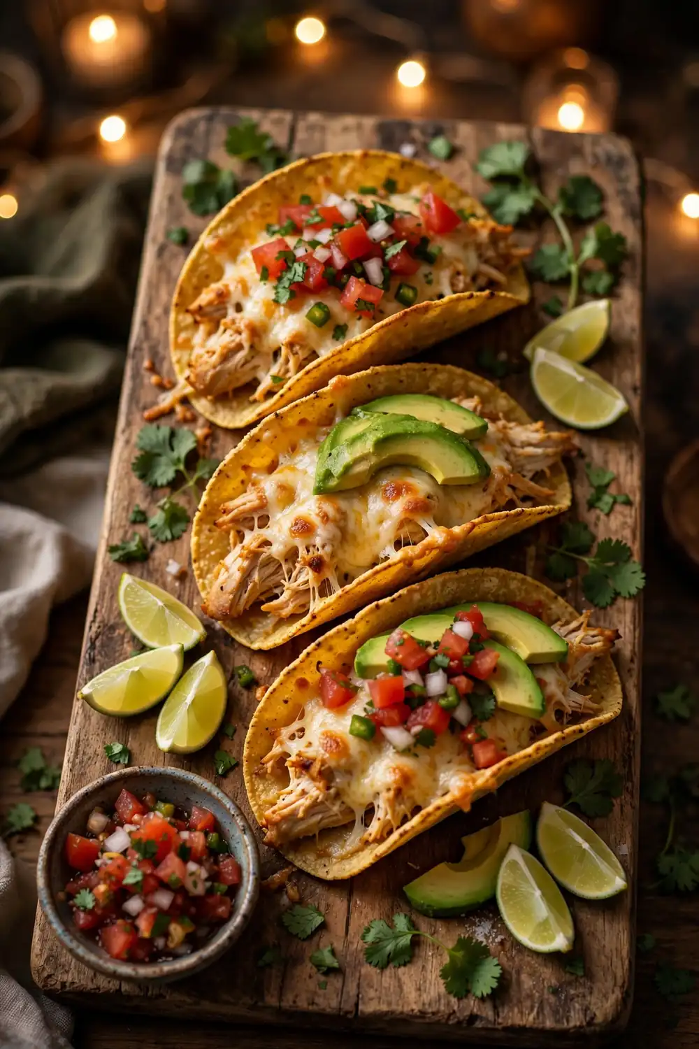 Cheesy chicken tacos, one of 24 quick school night dinners kids will love