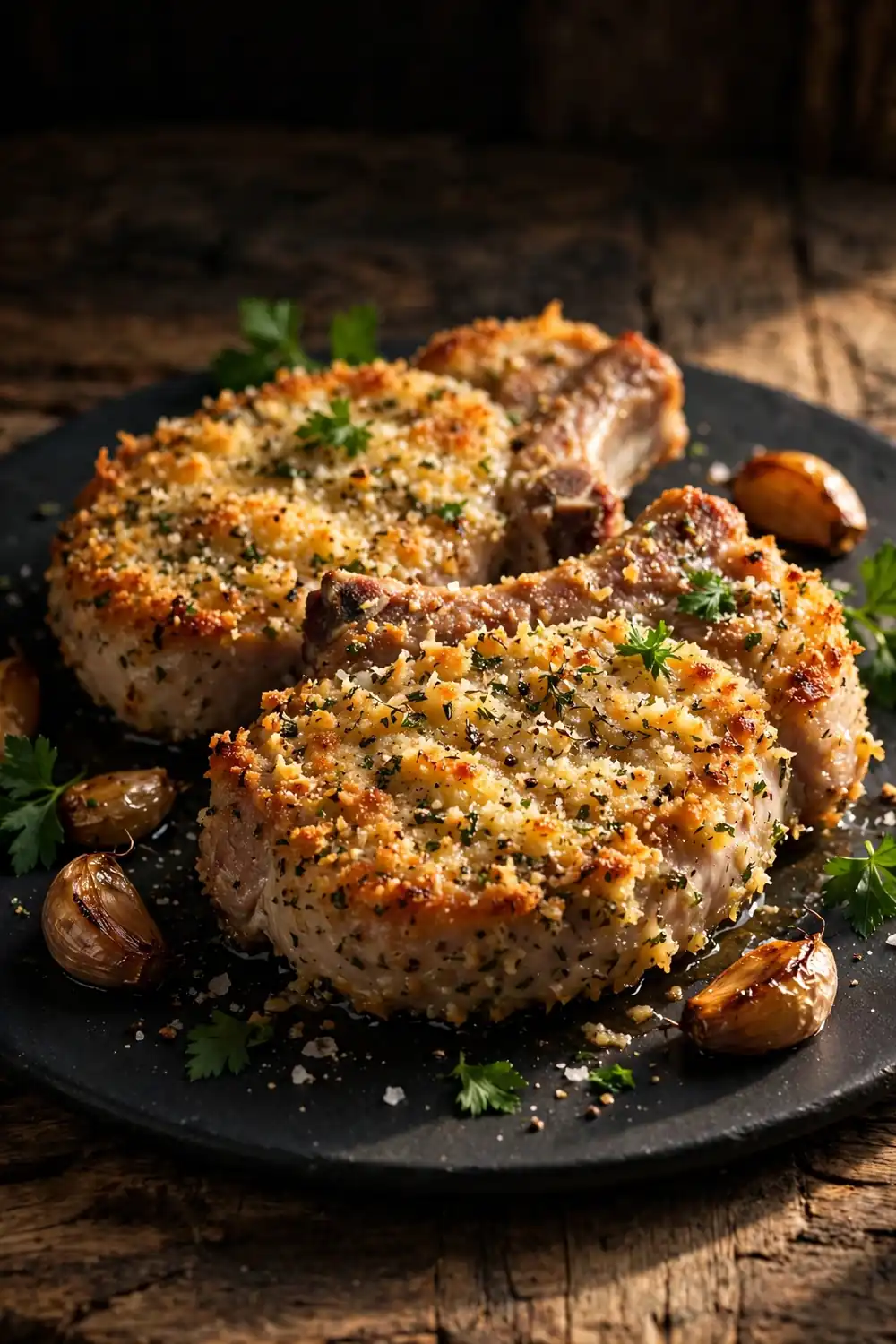 Parmesan crusted pork chops, one of 20 satisfying low carb dinners